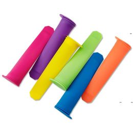 new sicle Mould 6 Colour DIY Silicone sicle Holder Multicolor Ice Cream Sleeve Environmental Mould Tools With Cover Goods EWB7930