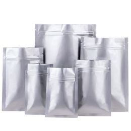 Pure Aluminium Foil Zip Lock Food Packing Bags Multiple Sizes Zipper Seal Packaging Bag for Tea Coffee Power Resealable