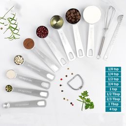 Measuring Spoons Set Food-grade Stainless Steel Measuring Spoon Coffee Powder Spice Measure Scoop 11pcs/set Kitchen Baking Tools