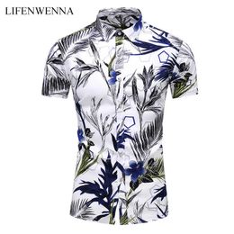 5XL 6XL 7XL Summer Fashion Men's Hawaiian Shirt Short Sleeve Regular Fit Floral Tropical Shirts Top Blouse Male Plus Size 210528