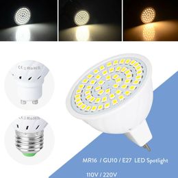 mr16 24v UK - Bulbs GU10 MR16 E27 LED Spot Light Screw Base 2835 SMD DC 12V 24V AC 110V 220V Bright White Lamp Home El Spotlights 3W 5W 7W