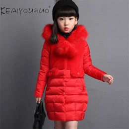 Long Childrens Jacket Red Black Baby Clothes Zipper Hooded Hat Baby Clothes Girls Windbreaker For Girls For 4-12 Years Old 211023