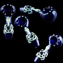 High Quality Glass Hand Pipe Glow in the dark 4 inch Smoking Spoon Pipes Pyrex Oil Burner Hand-blown Tobacco Bowl Bong