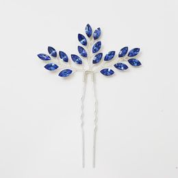 Arrival Blue Color Rhinestone Bridal Hair Pins Clip Wedding Jewelry Accessories Handmade Head Decoration Ornament Clips & Barrettes