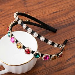 Haimeikang Retro Personality Baroque Rhinestone Double Hairband Korean Version of the Trend Two Headband