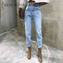 Genayooa Korean Women's Jeans Streetwear Ladies Slouchy Denim High Waist Cotton Vintage Pencil Pants Summer Mom 210629