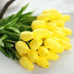 Free shipping 30PCS/LOT pu mini tulip real touch wedding artificial silk flower home decoration hotel party Y200104