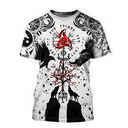 Viking symbol - odin Tattoo 3D Printed men t shirt Harajuku Fashion Short sleeve summer streetwear Unisex t tops 210629