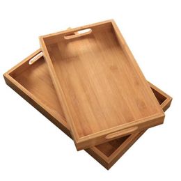 Serving tray bamboo - Great for dinner trays, tea tray, food tray, breakfast Tray, good for parties or bed tray 210615