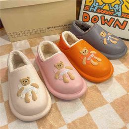 Cute Cartoon Winter Unisex Men Women Slippers Memory Foam Close Toe House Slides Indoor Outdoor Ultra Soft Cosy Platform Slipper H1122