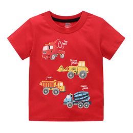Jumping Meters Arrival Summer Red Boys Tops With Cars Print Cute Children's T shirts For 2-7T Fashion Baby Tees Clothing 210529