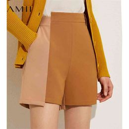 Minimalism Autumn Fashion Spliced Women Shorts Causal High Waist Asymmetrical Design Hem Female 12040257 210527