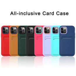 Card Slots Phone Cases For iPhone 12 11 Pro Max Xs Xr PC Soft TPU Back Cover