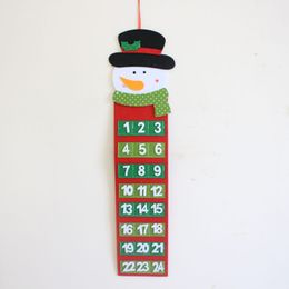 Christmas Countdown Calendars Pendant Cartoon Santa Claus Snowman Felt Calendar Xmas Ornament Home Festival Hanging Decorations BH5359 TYJ