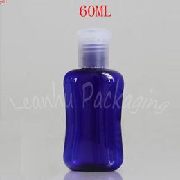 60ML Blue Plastic Bottle With Disc Top Cap , 60CC Cleaning Cream / Hand Lotion Empty Cosmetic Containerhigh qty