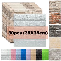 15/30pcs Decoractive 3D Wall Stickers Self Adhesive Foam Panels Home Decor Living Room House Decoration Bathroom Brick Sticker 220217