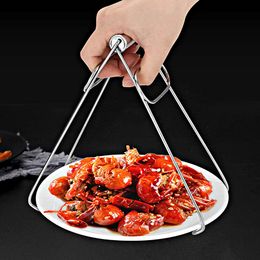 Stainless steel non-magnetic anti-hot pick-up tray bowl clip casserole multi-function pick-up plate Tools