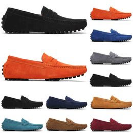 shoes 2021 running men jogging casual Selling black pink blue gray orange green brown mens slip on lazyleather peasOutdoor jogging