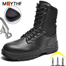 Male Leather Shoes Work & Safety Boots Indestructible Work Shoes Military Boots Desert Combat Boots Puncture-Proof Work