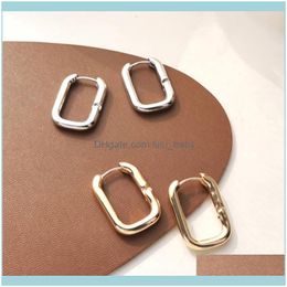 Jewelryselling French Gold Chic O Shaped Hoop Earrings Womens Chunky Hoops Geometrical Brass Minimalist & Hie Drop Delivery 2021 Kbecy