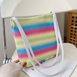 Evening Bags Rainbow Colour Street Trend Shoulder Bag Summer Striped Candy Handbag Simple Western Style