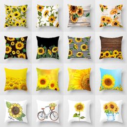 3D Sunflower Cushion Covers Decorative Pillows Cover Hand Painted Flower Throw Pillow Case Sofa Seat Home Decor A05