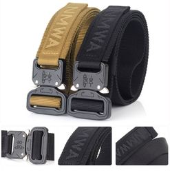 Military Tactical Belt Nylon Army Belts Black Metal Buckle 125CM Outdoor Survival Training Hunting Molle Combat Men