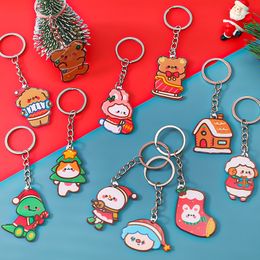 Christmas Decoration Cartoon Snowman Animal Print Acrylic Keychain for Children Gift