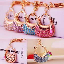 Fashion Bling Bling crystal handbag Keychains alloy Material bag shape keychain Metal Key Ring Exquisite fashion Small Gifts