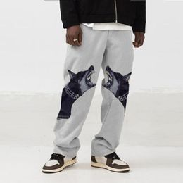 Mens Printing Harem Pants Fashion Trendy Casual Hip Hop Drawstring Loose Sports Trousers Designer Autumn High Quality Male Straight Sweatpants