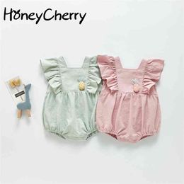 Girls sweet Bodysuit summer suspenders Coverall Bodysuits baby girl clothes 210702