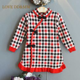 LOVE DD&MM Girls Dresses Spring Kid's Clothing Girls Plaid Rainbow Dress Long-Sleeved Cute Party Outfits Children Costumes 210715