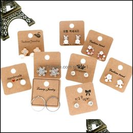 Price Tags Packaging & Jewelry 4x4Cm Kraft Paper Mti-Motif Earring With Hold Hanging Earrings Ear Stud Jewelry Display Card Wholesale Can Cu