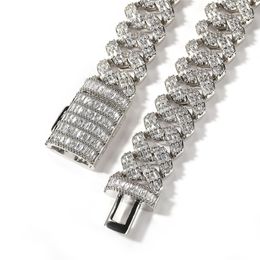 16mm 16/18/20inch Mens Chains Gold Silver Colours Bling CZ Cuban Chain Iced Out Chian Necklaces