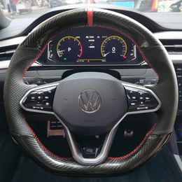 Suitable for Volkswagen CC Golf 8 ID3 4 6 Touareg Tangying Tiguan X Hand Sewn Leather Steering Wheel Cover