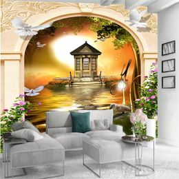 Custom 3d Landscape Wallpaper European-style Arch Beautiful Scenery Interior Home Decor Living Room Bedroom Painting Mural Wallpapers