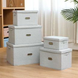 Multiple Models/Brand / Large Capacity Cotton Linen Folding Storage Box With Lid Clothing/Toy Storage Household Organization 211112