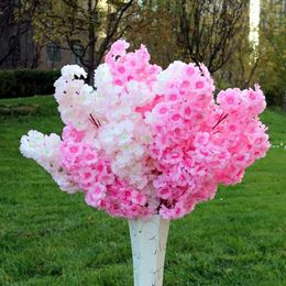 105cm Encryption Cherry Blossom Branch 3 Fork Sakura String Artificial Flower Silk Flower For Wedding Background Wall Decoration JJF12826