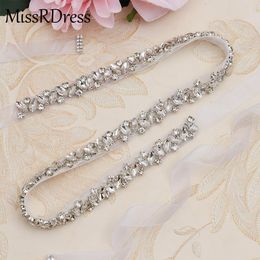 Wedding Sashes MissRDress Rhinestones Belt Sash Silver Diamond Crystal Bridal For Gown Decoration JK863