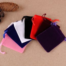 Velvet Pouches Jewellery Bag Drawstring Bags for Jewellery Gift Cosmetics Packaging Black Red white blue 5x7 7x9cm 8x10 10x15 10x20