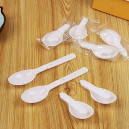 Disposable Plastic White Scoops Folding Spoon Ice Cream Pudding Scoop With Individual Package