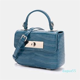 Bright leather small luggage 2021 new crocodile pattern bright face fashion trend small square bag youth handbag women's bag