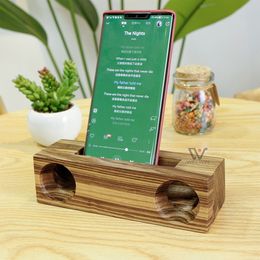 Cell Phone Mounts & Holders Universal Speaker Retro Bamboo Wood Dock Holder For Desk Sound Loud Speakers Stand