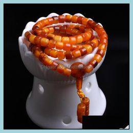 Beaded, Bracelets Jewellery Natural Old Honey 108 Beads Bracelet Chicken Oil Yellow Amber Rough Beeswax Men And Women Strands Drop Delivery 20