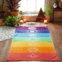 Rainbow Beach Towel Mandala Wall Hanging Tapestry Portable Fitness Yoga Blanket Printed Women Shawl Fashion Decor 11 Designs BT1069