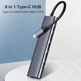 FK-C0603 Notebook Accessories USB-C Hub 6 in 1 Type C to compatible RJ45 with USB 3.0 PD Adapter Hub Docking Station