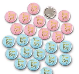 Gold Foil Glitter Team Boy Girl Button Pins Pary Favours Gender Reveal BadgeBaby Shower Supplies Pink blue