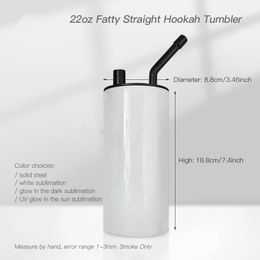 22oz Sublimation Hookah Tumbler with Smoking Pipe lid Sublimation Smoking Tumbler Stainless Steel Fatty Cup Double Wall Vacuum Travel mug Stock