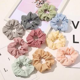 Women Girls Scrunchies Plaid Striped Hair Tie Elastic Rubber Headband Girls Hair Bands Headwear Scrunchie Hair Accessories 10 Colors BT5651