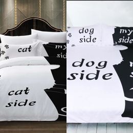 2/3pcs Bedding Set Hot Sale Black&white Her Side His Side Bedding Sets Queen/king Size Bed Linen Duvet Cover Set C0223